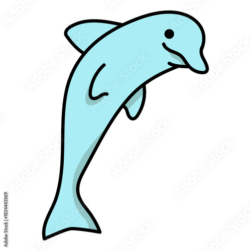 Jumping simple stroke colored dolphin