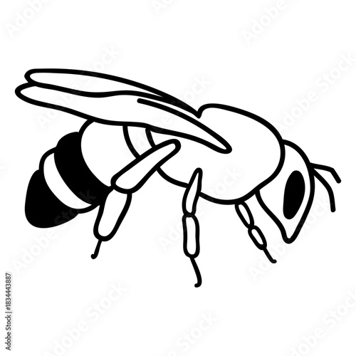 Simple filled stroke sideways honey bee