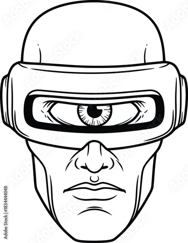 Cyberpunk character with futuristic visor