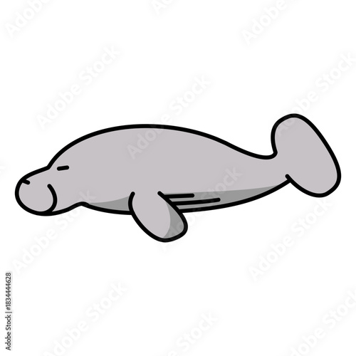 Cute semi flat sideways manatee