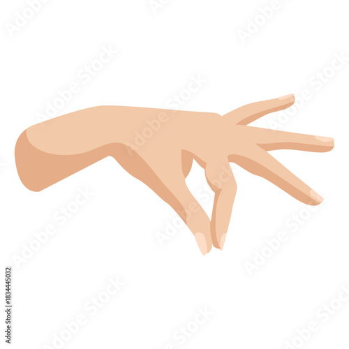 Joining thumb and index fingers semi flat hand sign