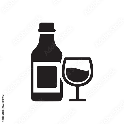 Wine Bottle and Glass Icon