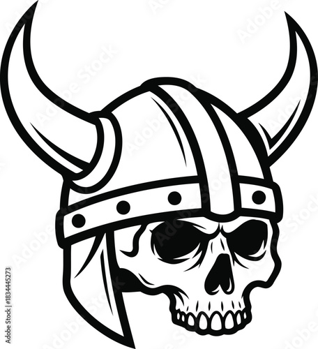 Viking skull warrior helmet emblem icon