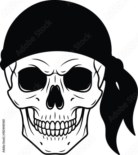 Stylized pirate skull with bandana vector