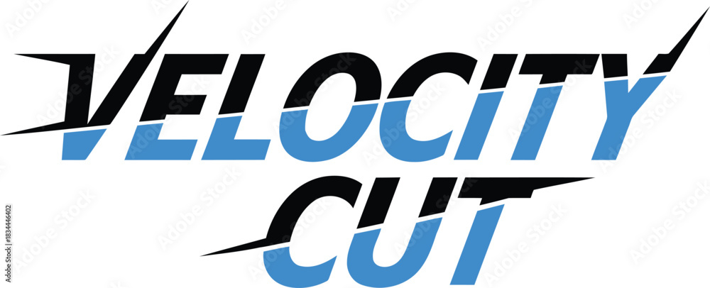 Obraz premium Modern blue black velocity cut typography