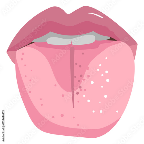 Frontal semi flat mouth with tongue out
