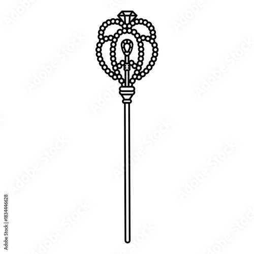 Flat ornamented diamond scepter