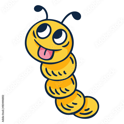 Cute cartoon yellow worm