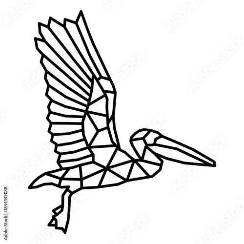 Flying profile polygonal stroke pelican