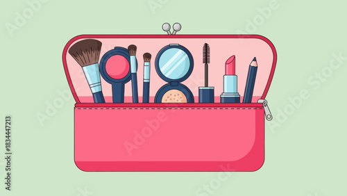 Vivid beauty kit, a glamorous collection of makeup essentials in a stylish pink case