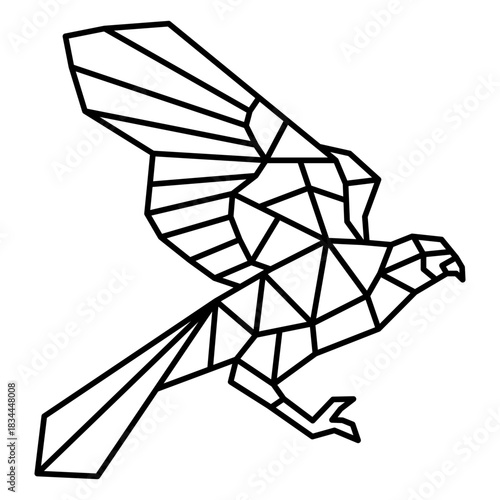 Simple flying polygonal stroke hawk