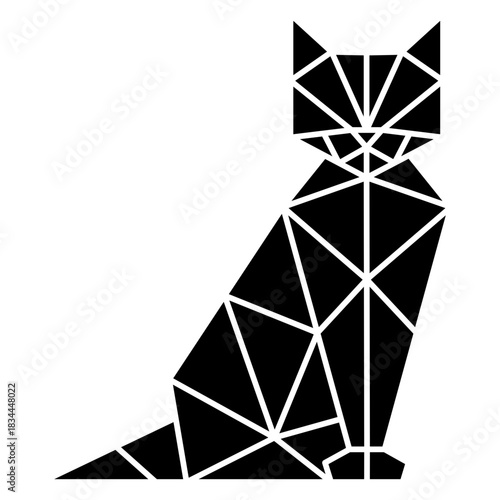 Sitting facing front polygonal cut out cat