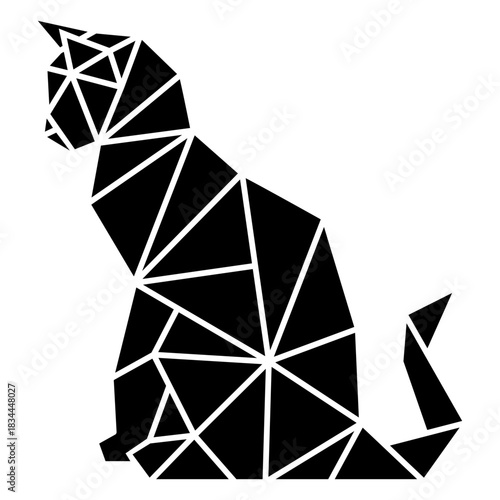 Sitting profile polygonal cut out cat