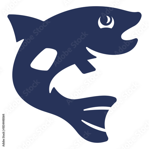 Filled stroke simple fish jumping