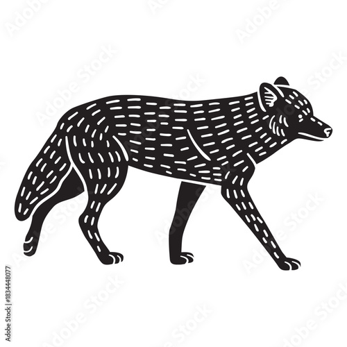 Simple hand drawn walking wolf