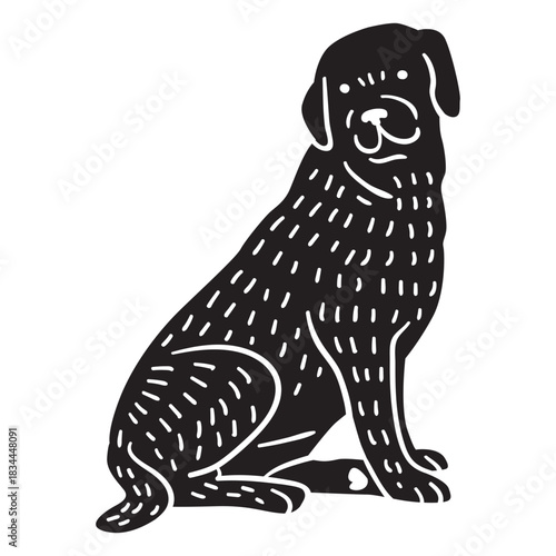 Sitting hand drawn retriever dog
