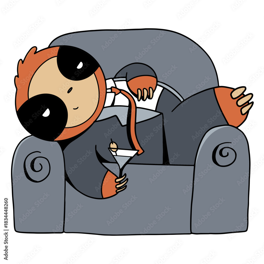 Obraz premium Sloth cartoon relaxing in couch