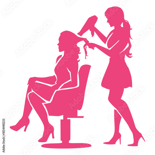 Hairdresser and client silhouette