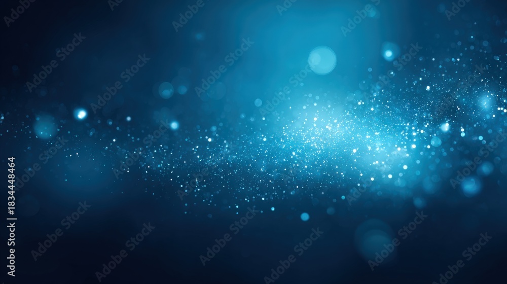 Fototapeta premium Abstract Deep Blue Glittering Particle Background with Bokeh Effect for Festive and Celebratory Designs