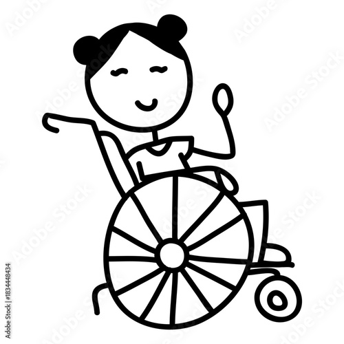 Smiling girl in wheelchair doodle