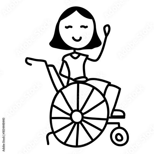 Woman in wheelchair doodle waving
