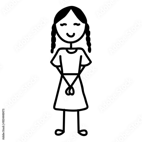 Standing and smiling girl doodle