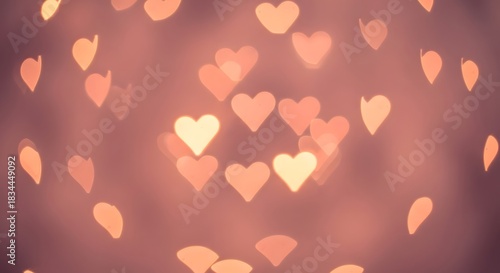 Soft Focus Heart Shaped Bokeh Lights Background.