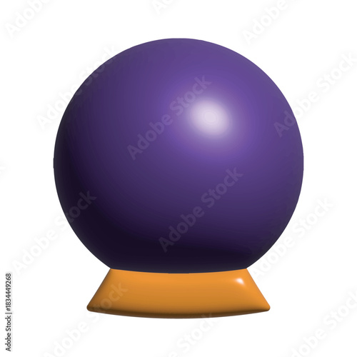 3D crystal ball for fortune-telling, a magical tool used by fortune tellers and magicians. Magic purple glass crystal ball isolated on a white background. 3D render modern vector illustration.