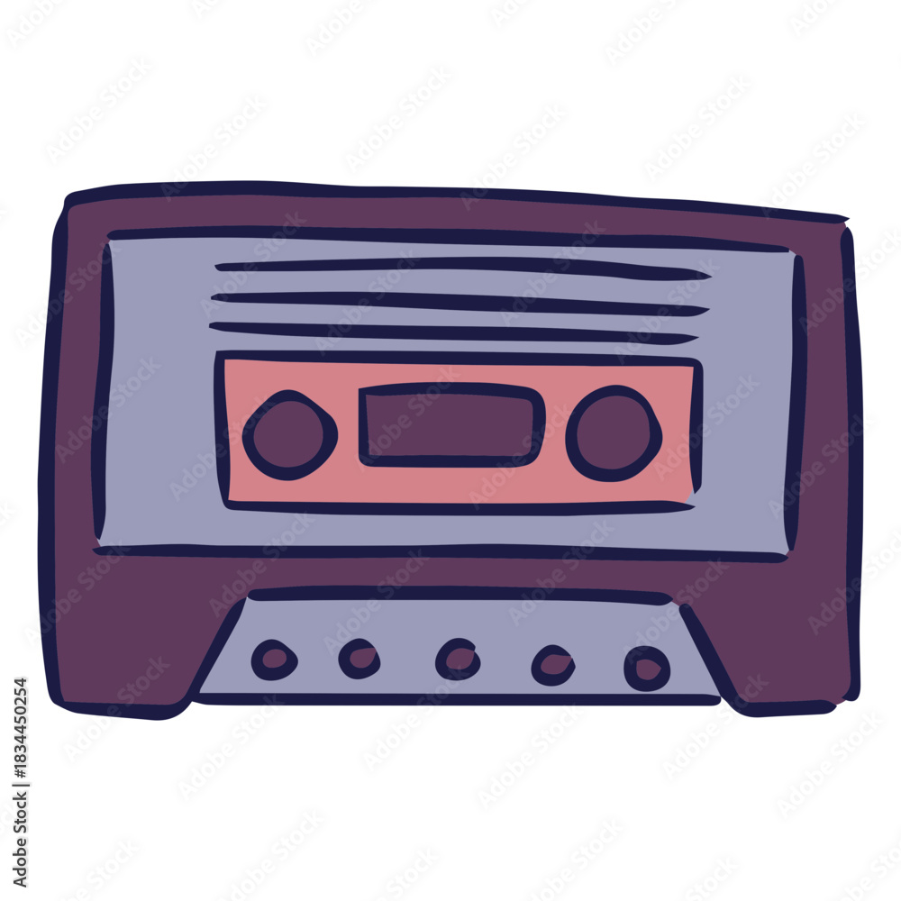 Fototapeta premium Cassette music doodle
