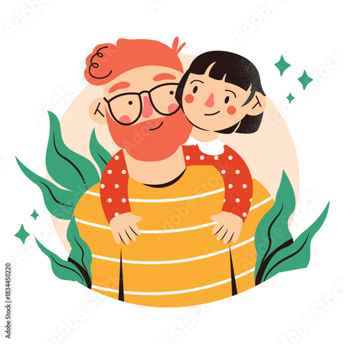 Father and daughter flat cute