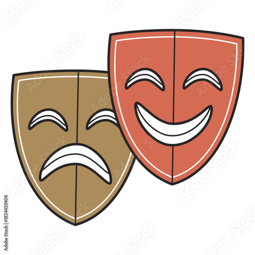 Theatre masks color-stroke