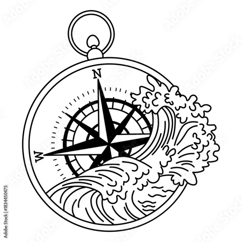 Filled stroke compass with wave