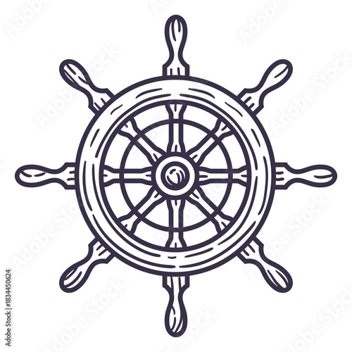 Stroke ship detailed steering wheel