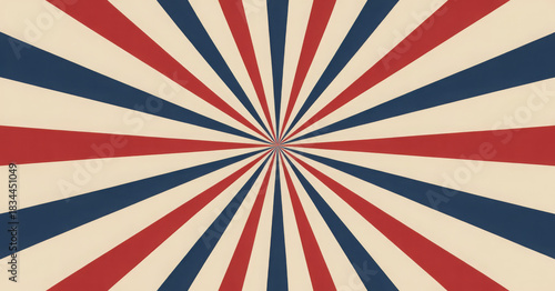 Retro burst background with red white and blue stripes vintage sunburst vector illustration for patriotic themes and graphic design