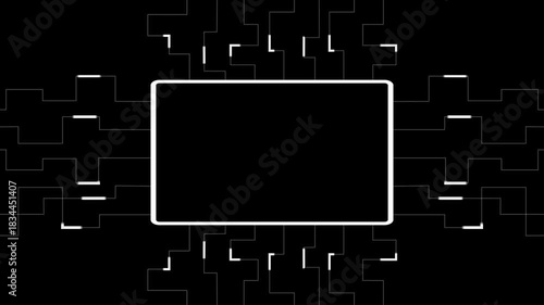 Tech Card With White Border And Circuit Network Lines For Digital Design.