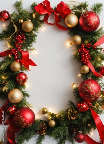 christmas wreath with red ribbon,holiday,festival