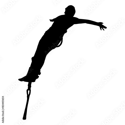Bungee jumping man silhouette