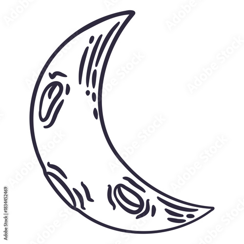 Crescent moon doodle stroke
