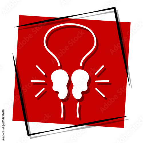 prostatitis, red banner in a frame. Vector illustration on a white background.