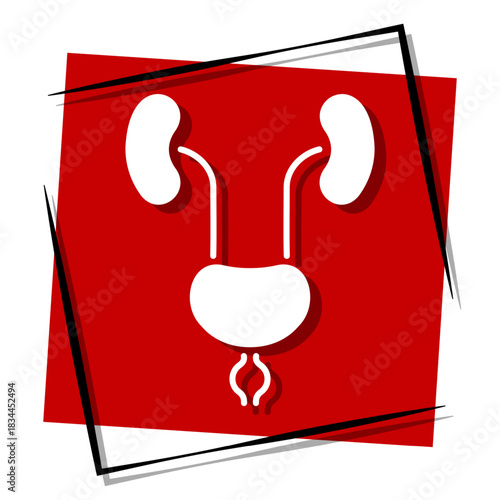 prostatitis, red banner in a frame. Vector illustration on a white background.