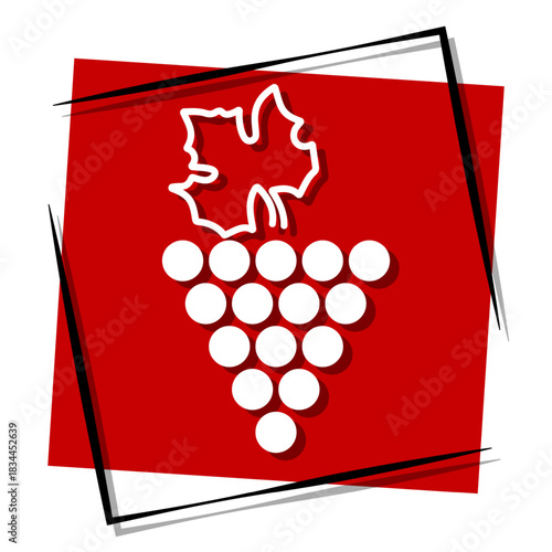 grape, red banner in a frame. Vector illustration on a white background.