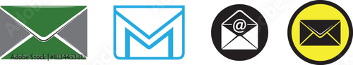 Collection of four different email and mail icons