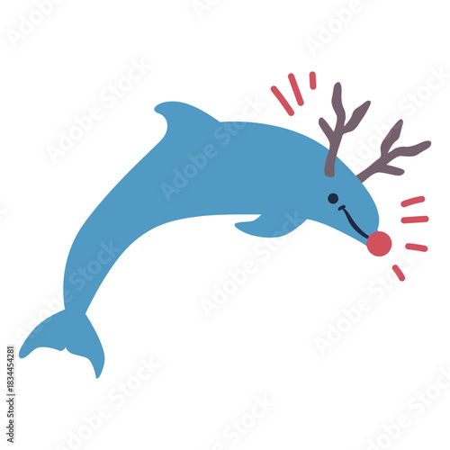 Christmas dolphin flat