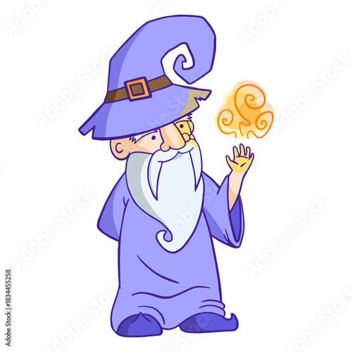 Wizard doing magic illustration