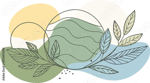 Abstract background design featuring overlapping colorful rounded shapes and geometric elements