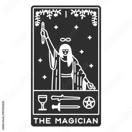Tarot card the magician cut out