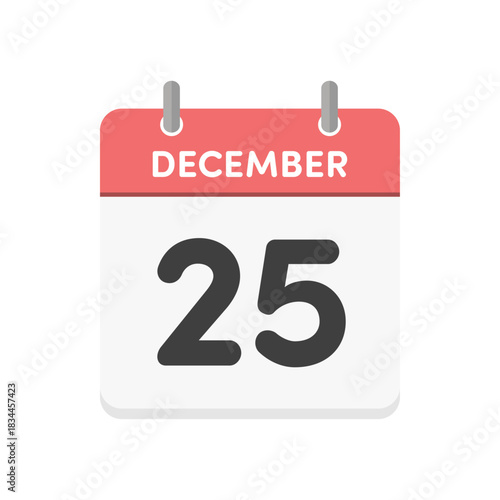 12月25日･December 25の日めくりカレンダーのアイコン - クリスマスの当日の英語の暦