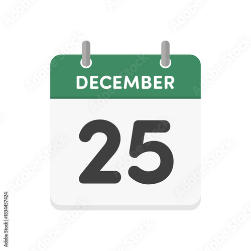 12月25日･December 25の日めくりカレンダーのアイコン - クリスマスの当日の英語の暦