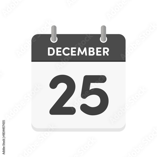 12月25日･December 25の日めくりカレンダーのアイコン - クリスマスの当日の英語の暦