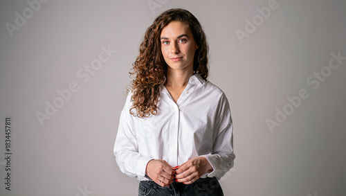 portrait of a modern woman on a neutral background